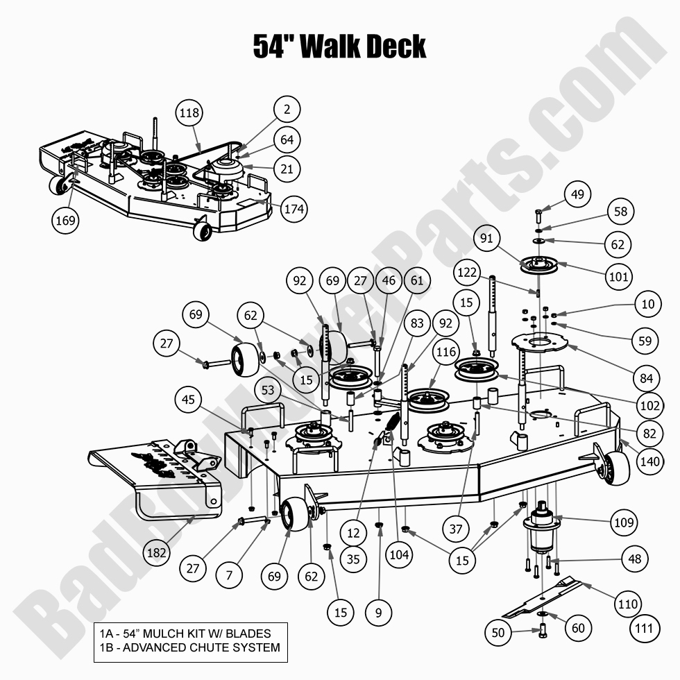 2687 - Bad Boy Mower Parts Lookup > 2021 > Walk Behind > 54\" Deck Assembly